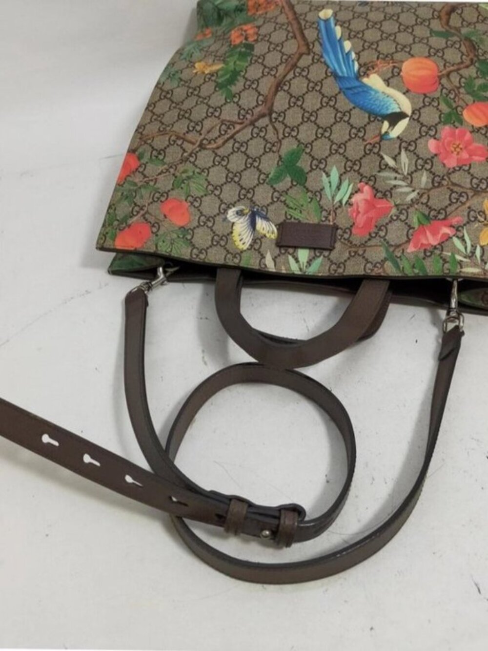 Authentic Gucci Tian GG Supreme Floral Bird Tote Shoulder Bag - Picture 8 of 16